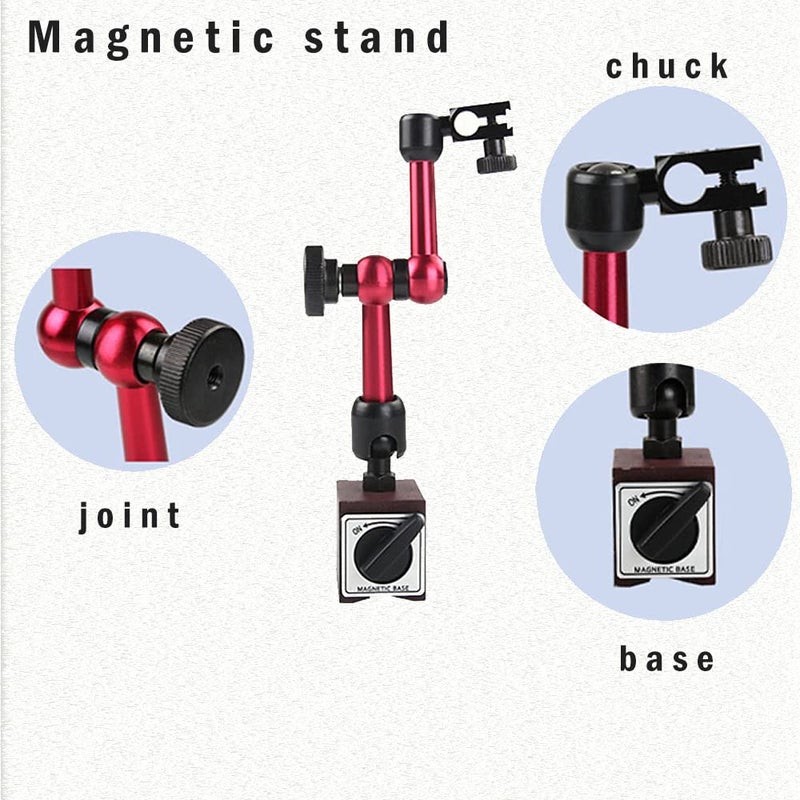 Oudtinx Red Adjustable Magnetic Base Holder for Digital Dial Indicator - Image 3